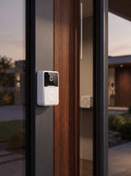 Timbre inteligente con cámara WiFi Nido instalado en la puerta de entrada
