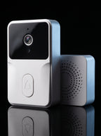 Timbre inteligente con cámara WiFi Nido junto a su receptor inalámbrico
