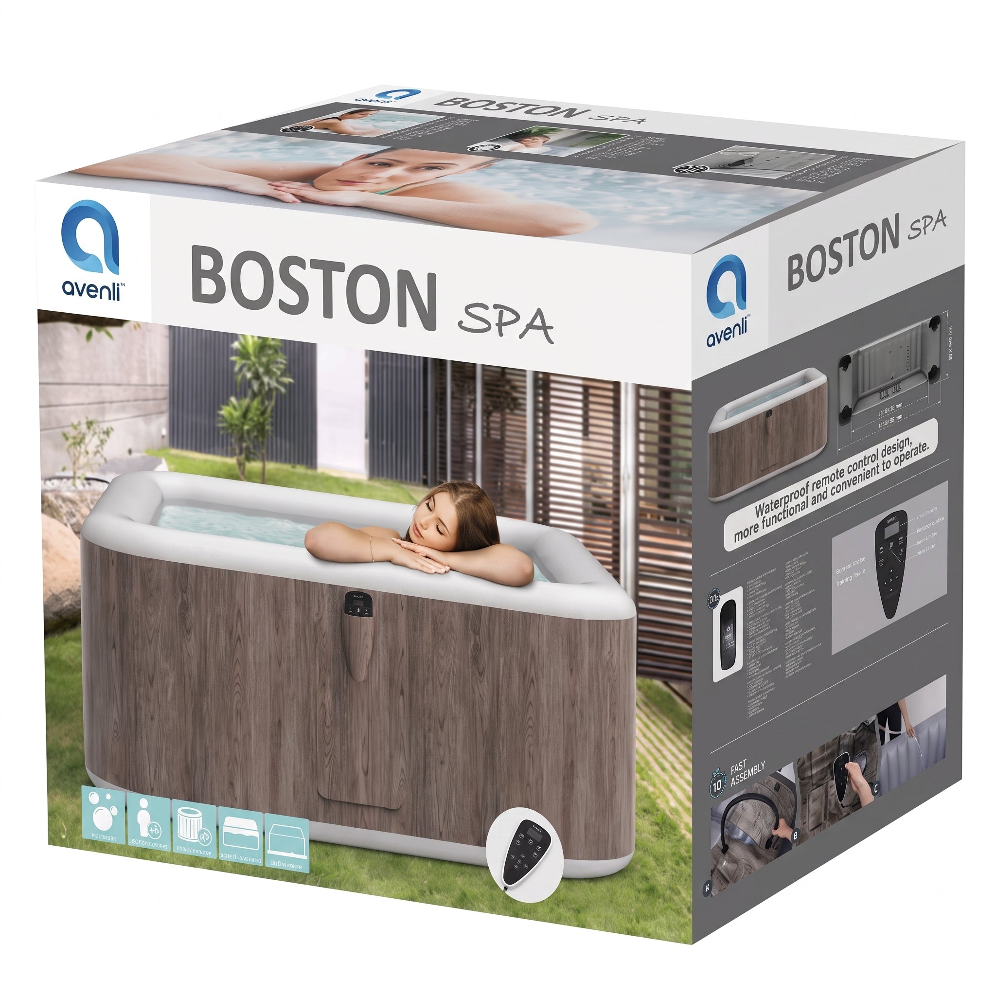 Jacuzzi inflable Avenli Boston Nido para 3 personas visto de frente